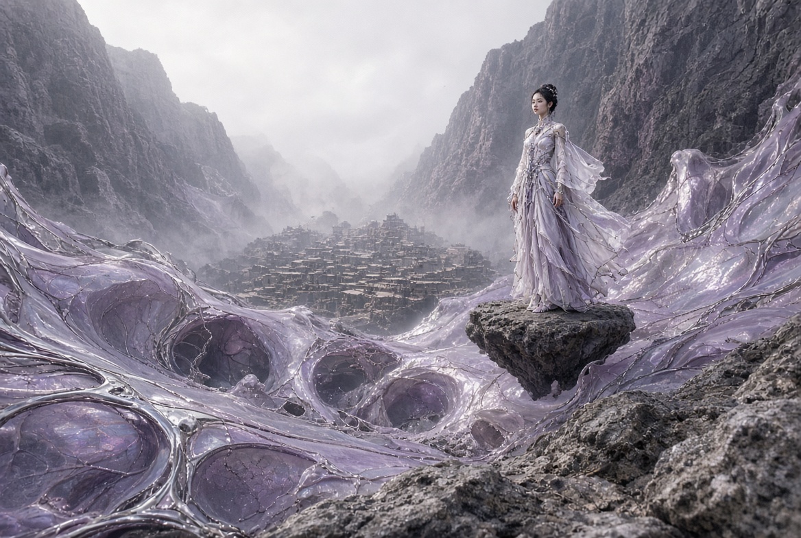 Valley city, smoky violet and silver